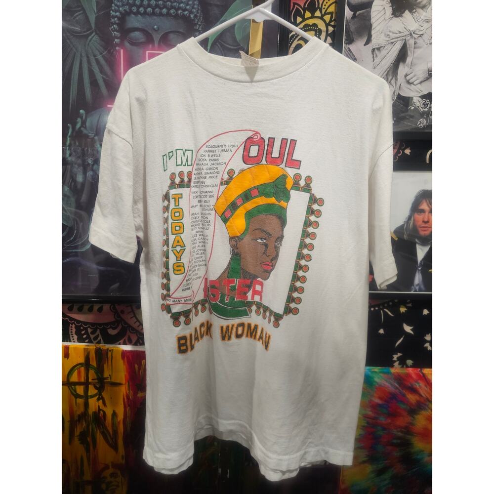 Rare Vintage 90s Black Woman Graphic Tee XL Black History Single Stitch
